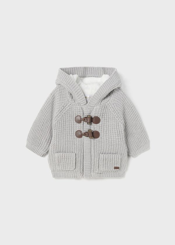 Chaqueta tricotosa con capucha gris Mayoral