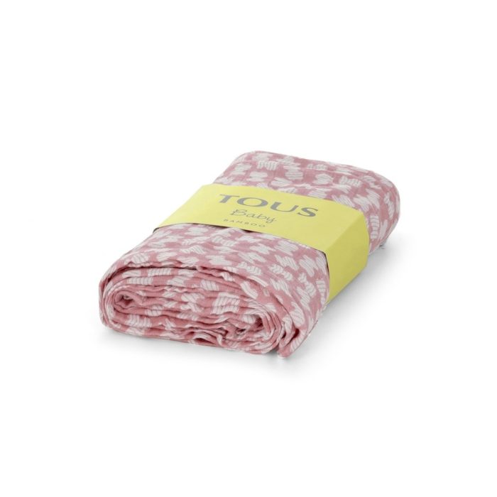 Muselina grande Tous Baby micro estampada multi osos en rosa Bamboo - Imagen 2
