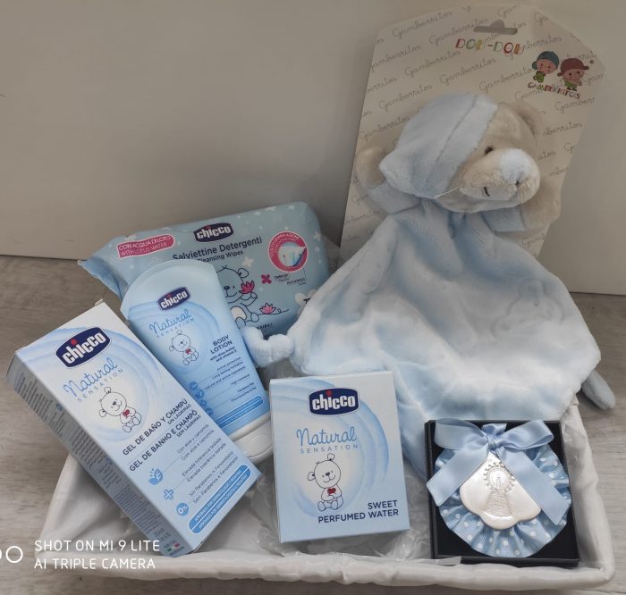 CESTA REGALO DOUDOU + MEDALLON PILARICAS