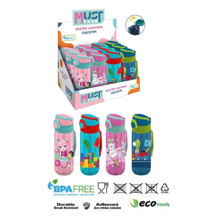 Botella Tritan Must Team 500 ml con Pajita – Diseños Divertidos para Niños