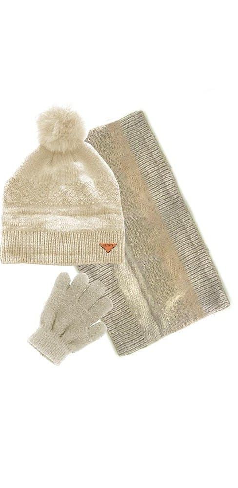 Gorro, braga y guantes beige Privata