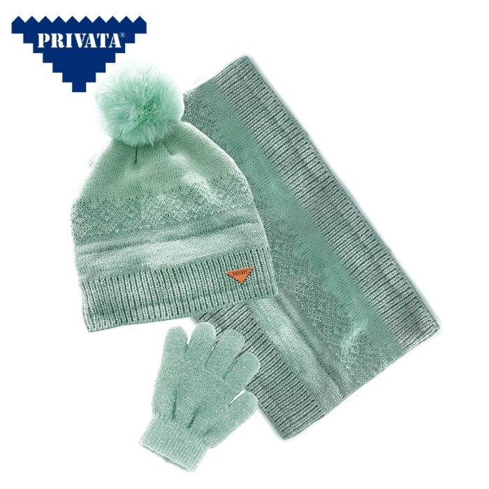 Gorro, braga y guantes verde Privata