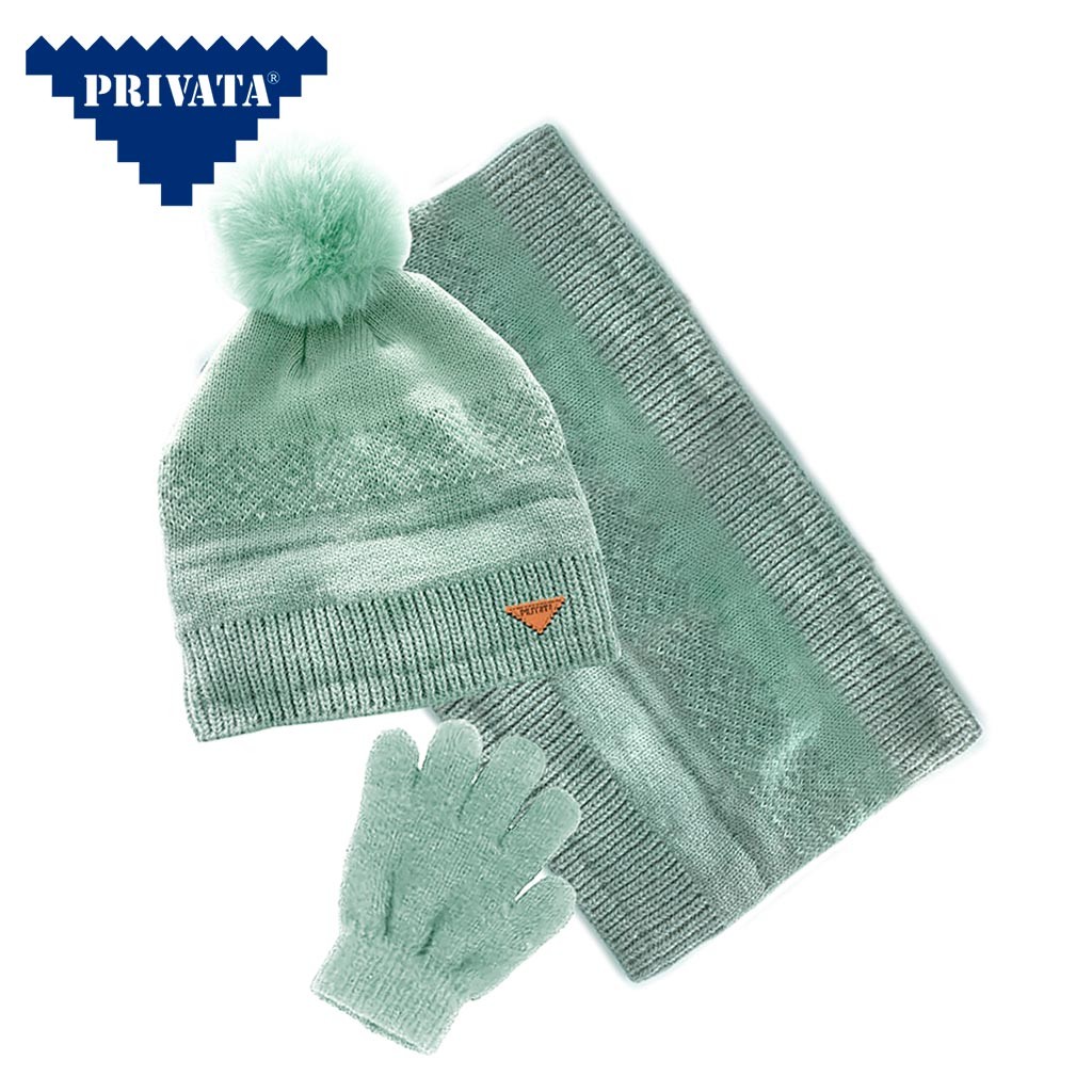 Gorro, braga y guantes verde Privata