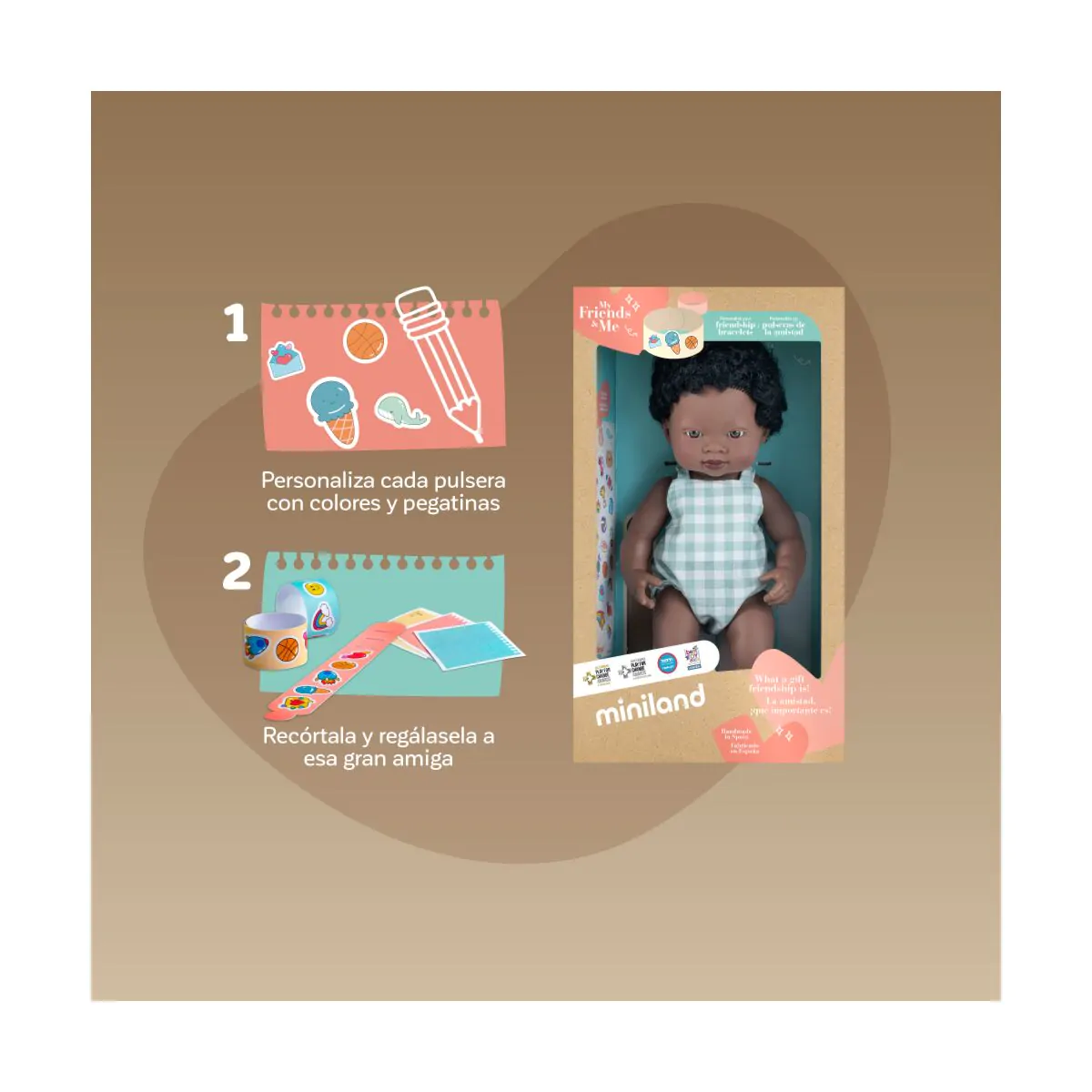 Muñeco africano 38 cms Miniland - Imagen 3