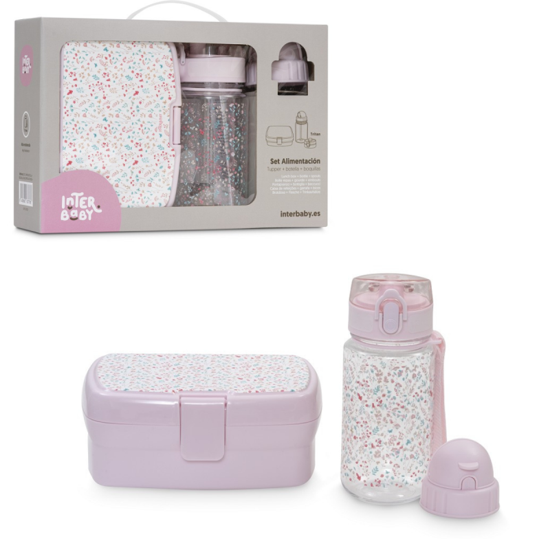 Set fiambrera y botella pétalos